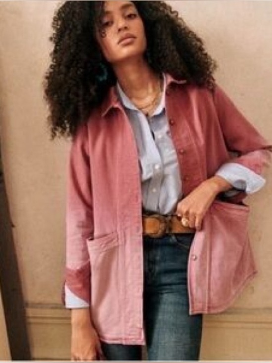 Sezane Jackets & Blazers - Sezane Pink Ombre Button-Front Jean Jacket